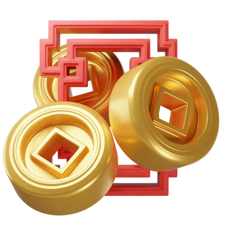 Chinese new year coins  3D Icon