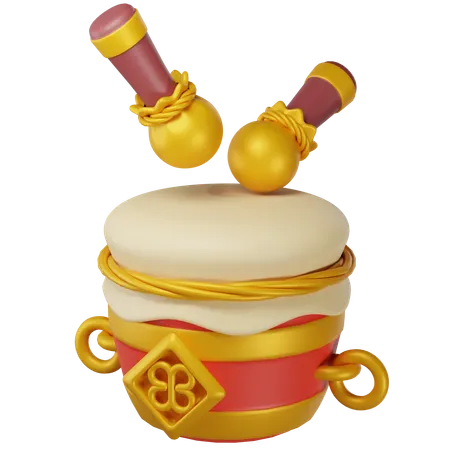 Chinese New Year Drum 3 D Illustration 3D Icon