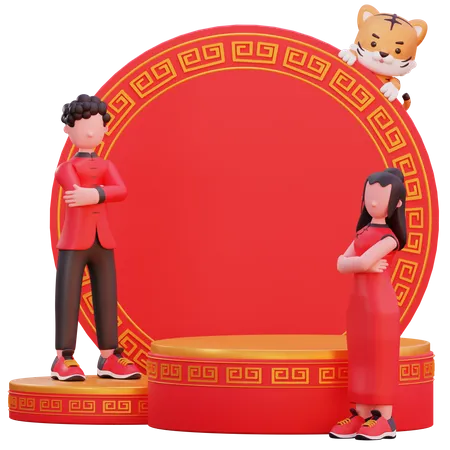 Chinese New year preparation 3D Illustration