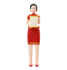 Chinese New Year Woman Is Holding Roll Paper