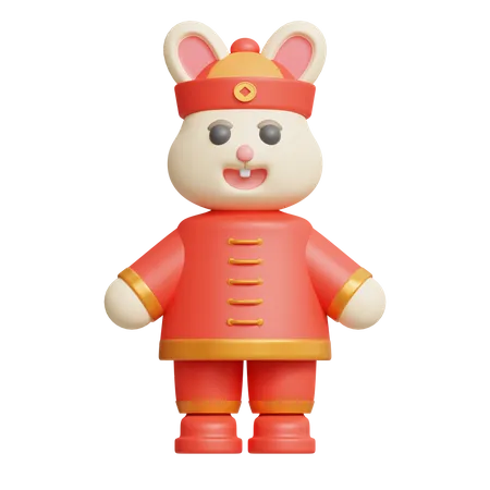 Chinese Outfit Bunny 3D Icon
