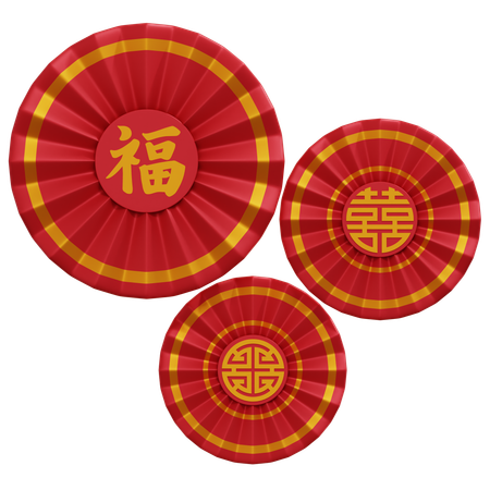 Chinese Paper Fan Decoration  3D Icon
