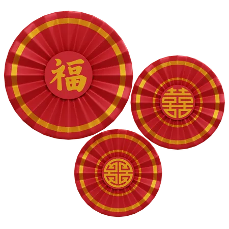 Chinese Paper Fan Decoration  3D Icon