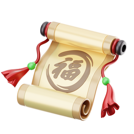 Chinese Paper Scroll  3D Icon