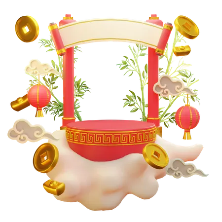 Chinese performance stage  3D Illustration