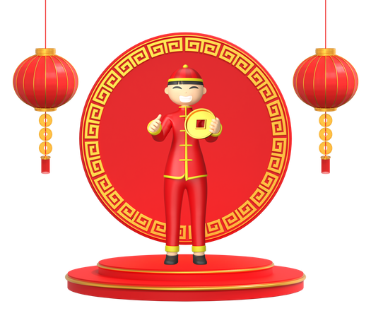 Chinese person getting ready for new year  3D Illustration