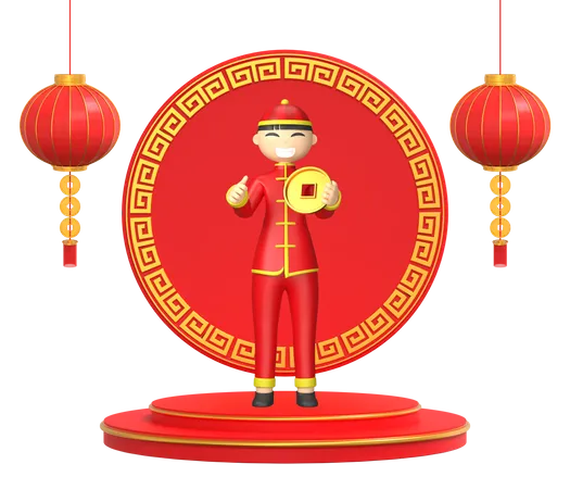 Chinese person getting ready for new year  3D Illustration