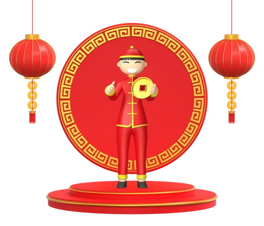 Chinese person getting ready for new year 3D Illustration