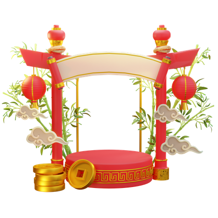 Chinese podium decoration 3D Illustration