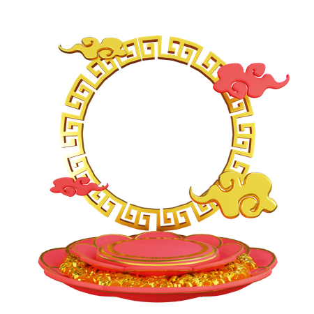 Chinese Podium with cloud  3D Icon
