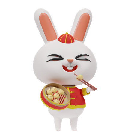 Chinese Rabbit And Dumpling  3D Icon