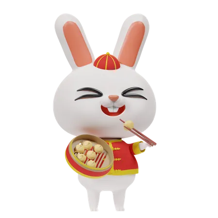 Chinese Rabbit And Dumpling  3D Icon