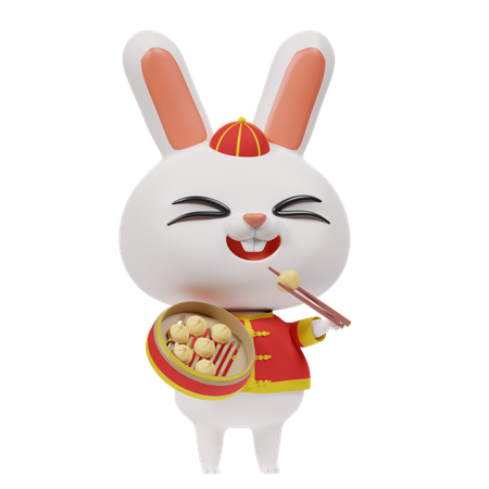 Chinese Rabbit And Dumpling  3D Icon