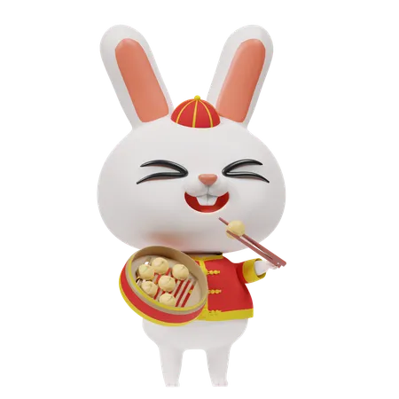 Chinese Rabbit And Dumpling  3D Icon