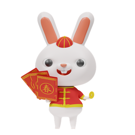 Chinese Rabbit And Envelope  3D Icon