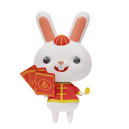 Chinese Rabbit And Envelope  3D Icon