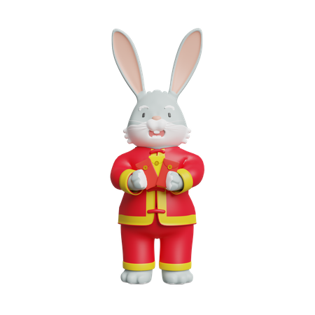 Chinese Rabbit Doing Kung Fu  3D Illustration