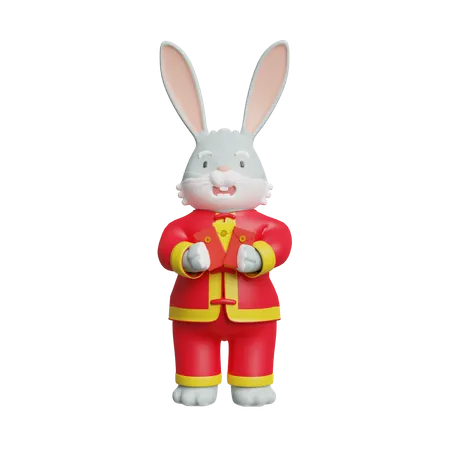 Chinese Rabbit Doing Kung Fu  3D Illustration