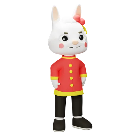Chinese rabbit giving standing pose  3D Illustration