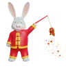 Chinese Rabbit Holding Chinese Firecracker