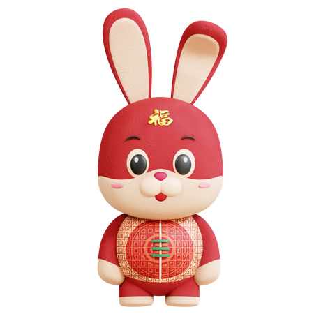 Chinese Rabbit Idle Pose  3D Illustration