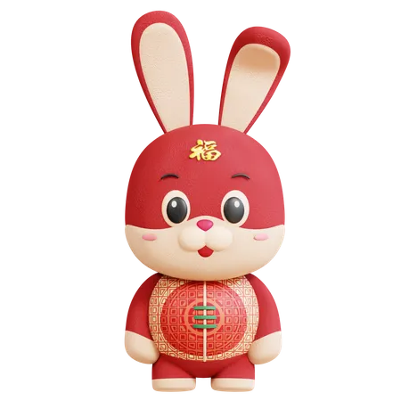 Chinese Rabbit Idle Pose  3D Illustration