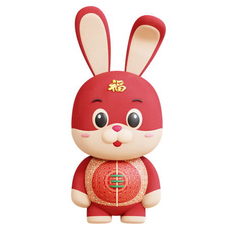 Chinese Rabbit Idle Pose 3D Illustration