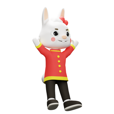 Chinese rabbit jumpping  3D Illustration