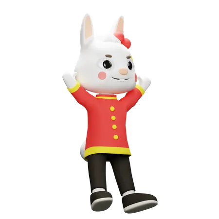 Chinese rabbit jumpping  3D Illustration