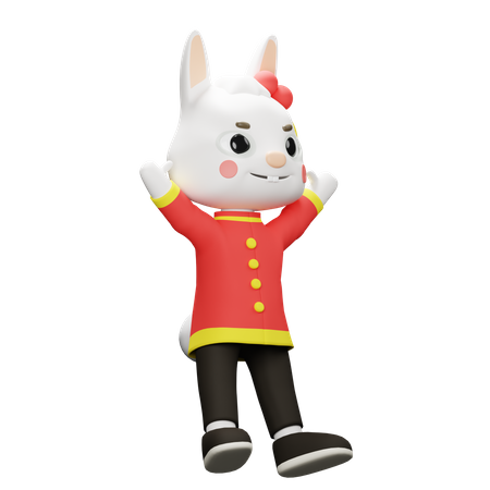 Chinese rabbit jumpping 3D Illustration