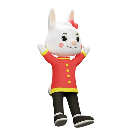 Chinese rabbit jumpping 3D Illustration