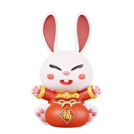 Chinese Rabbit Mascot  3D Icon