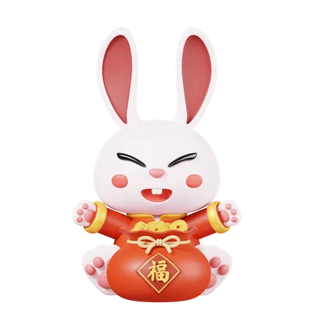 Chinese Rabbit Mascot  3D Icon