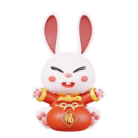 Chinese Rabbit Mascot 3D Icon