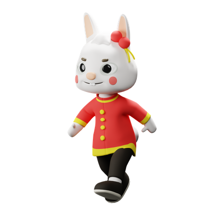 Chinese rabbit running  3D Illustration