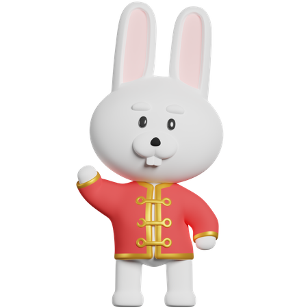 Chinese Rabbit Say Hi  3D Illustration