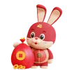 Chinese Rabbit With Coin Bag