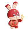 Chinese Rabbit With Gold Coin