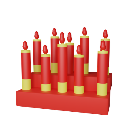 Chinese red candle composition 3D Illustration