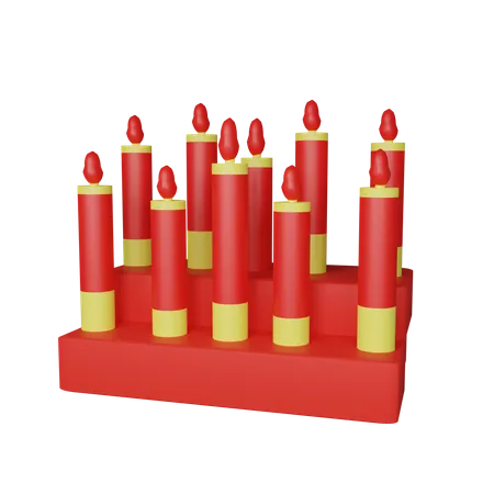 Chinese red candle composition  3D Illustration