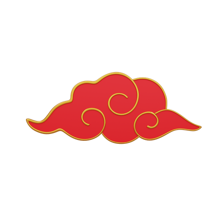 Chinese Red Cloud  3D Icon