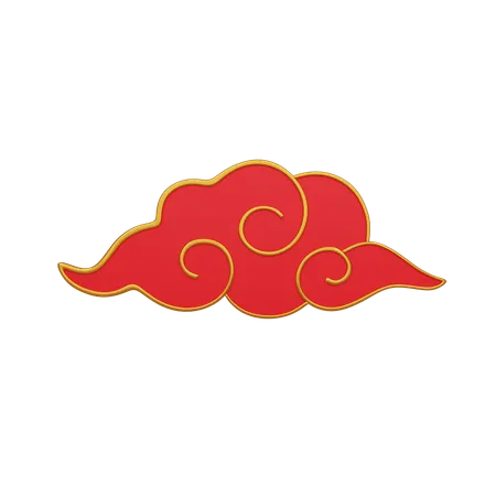 Chinese Red Cloud  3D Icon