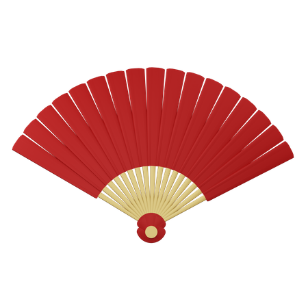 Chinese red fan  3D Illustration