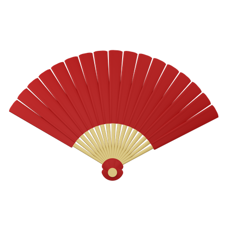 Chinese red fan 3D Illustration