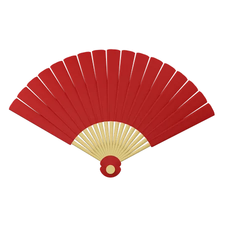 Chinese red fan  3D Illustration