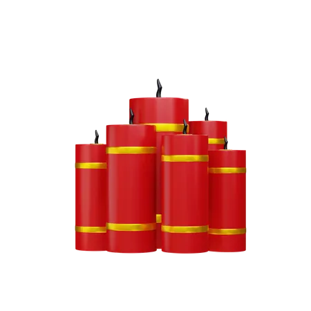3 D Rendering Chinese New Year Red Firecrackers Illustration Object 3D Illustration