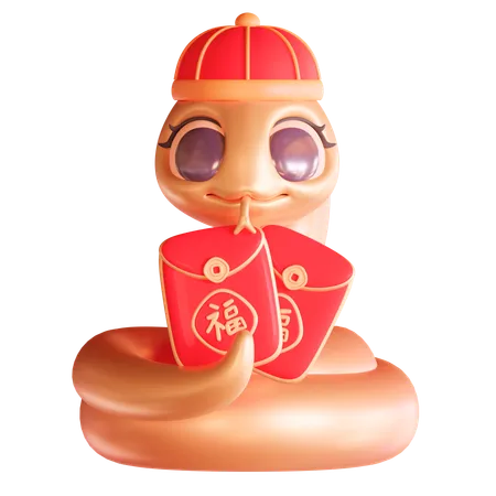 Chinese Snake With Angpao  3D Icon