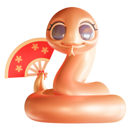 扇子を持つ中国の蛇  3D Icon