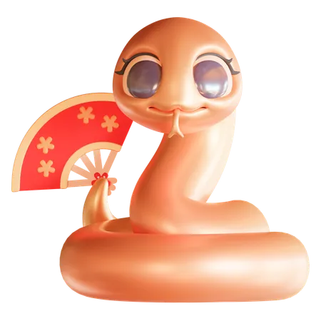 Chinese Snake With Fan  3D Icon