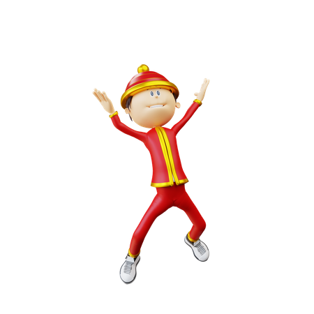 Chinese springt in die Luft  3D Icon